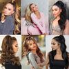 prinfantasy Long Ponytail Extension Curly Clip in Hair Extensions Pony Tails Claw on Wavy Synthetic Hairpieces Jaw One Piece for Women Girls Natural GBMW016