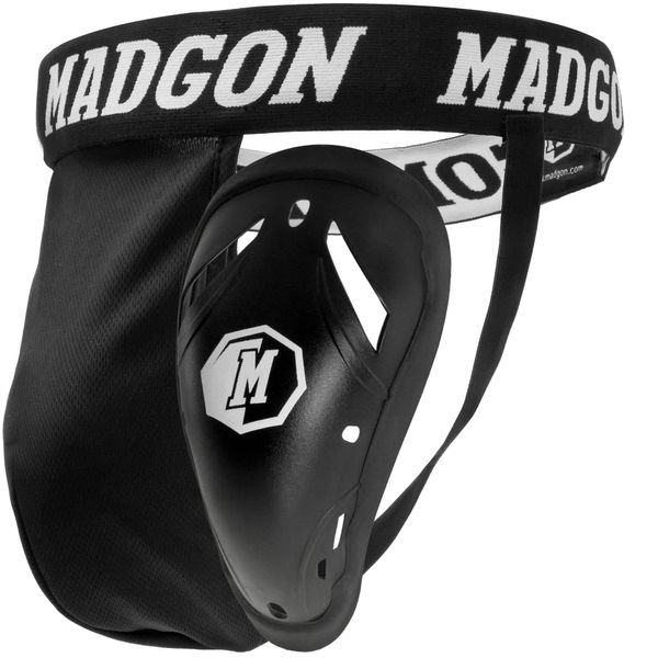 MADGON Groin Guard - Ideal Fit - Groin Protector - Excellent Freedom of Movement for Martial Arts - Men’s Jockstrap and Cup - Perfect Shape - Elasticated Waistband - Bag Included