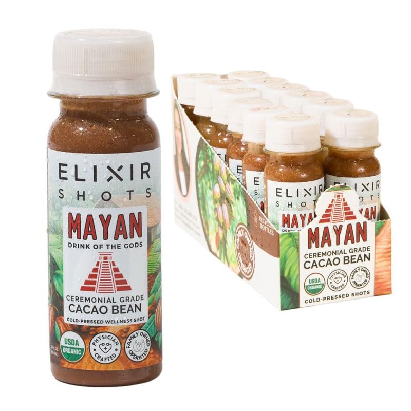 Elixir Shots Mayan (12 Pack) Cacao Wellness Shot with 100% Organic ...