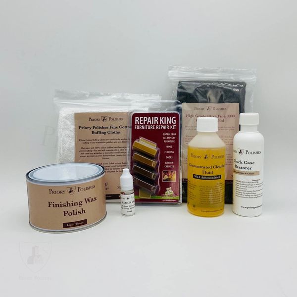 Priory Polishes Clock Restoration Kit (Light Woods)