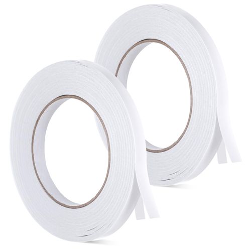 2 Rolls Double Sided Sticky Fabric Tape, Double Sided Hem Tapes 1/2 Inch X 200 Feet No Iron Required Gluing and Removable Hemming Tape Sewing Tapes for Curtains Crafting Projects