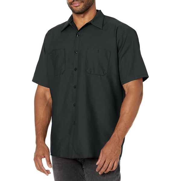 Red Kap Men's Standard Industrial Work Shirt, Regular Fit, Short Sleeve, Charcoal, 2X-Large