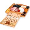 Cheese Board Charcuterie Board Set - Bamboo Serving Platter & Cutting Knives 