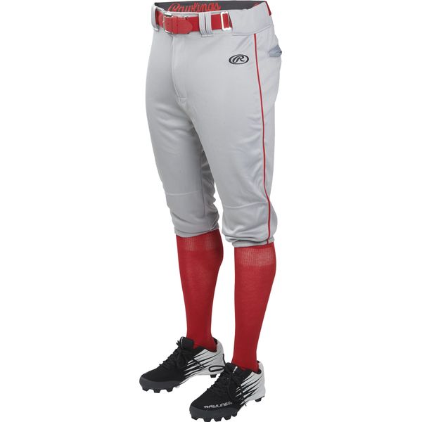 Rawlings | LAUNCH SERIES Knicker Baseball Pants | Youth Large | Grey/Red