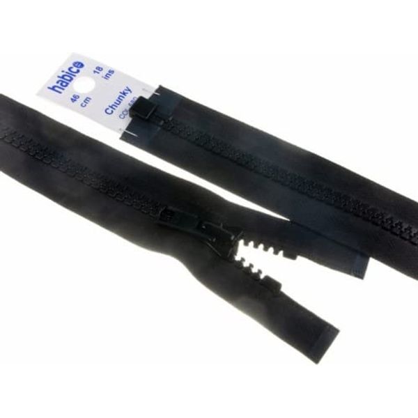 YKK Vislon Open End Chunky Extra Strong Zips 75cm Black - Each
