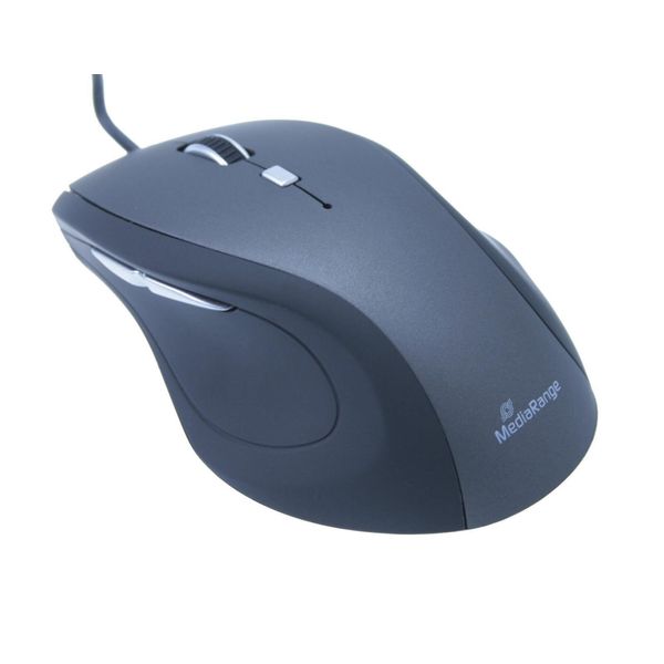 MediaRange kabelgebundene 5-Tasten Maus mit optischem Sensor, schwarz/grau
