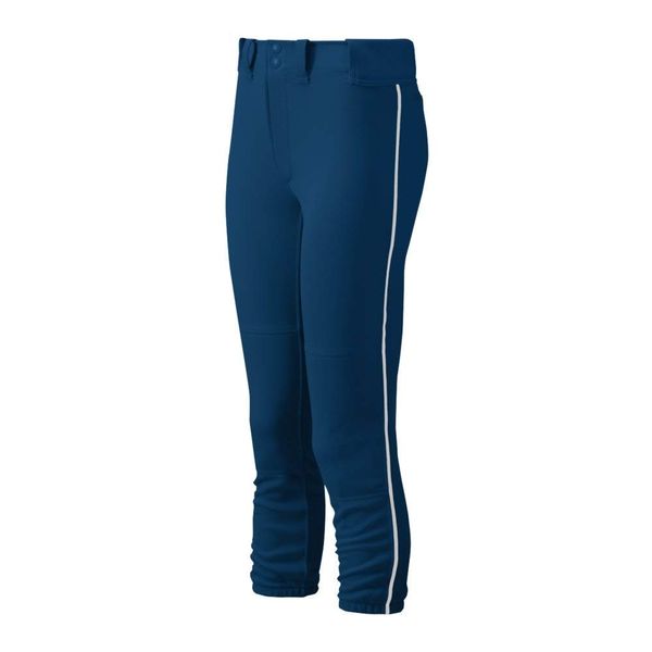 Mizuno Adult Women's Belted Piped Fastpitch Softball Pant, Navy-White, X-Small