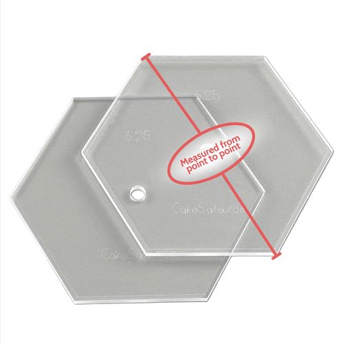 CAKESAFE 8.25 Inch Hexagon Acrylic Disk Set – 2-8.25” Clear ¼” Acrylic Buttercream Disks – Perfect Tool to Smooth the Frosting on Your Cakes, Disk Size and Perimeter Border Engraved on all Disks