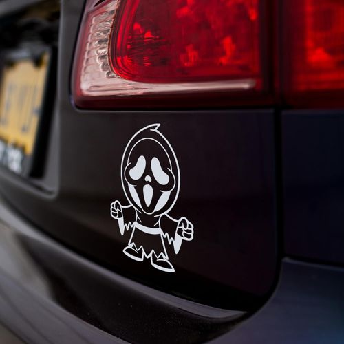 Cute Baby Grim Reaper Sticker, Scream Mask Halloween Vinyl Decal Sticker, Car Window Bumper Sticker, Caravan Sticker, Camper Van Sticker, Laptop Sticker 160mm