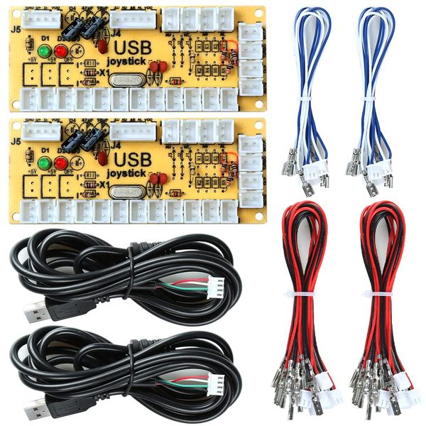 Owootecc Zero Delay USB Encoder Arcade Game DIY Parts Kit for PC, Raspberry Pi 4 / 3 / 2 / 1 Model B with RetroPie,Arcade MAME Jamma Game Project（2Pack）