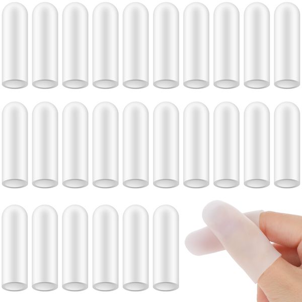 26pcs White Silicone Finger Protectors,Finger Covers,Finger Cots Small,Finger Tip Band-Aids for Finger Cracking Trigger Finger Arthritis Pain Relief