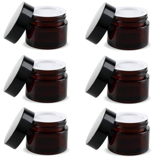 Choclus Cream Containers, Blackout Bottle, Glass, Refill, Set of 6, Brown, 1.8 oz (50 g)