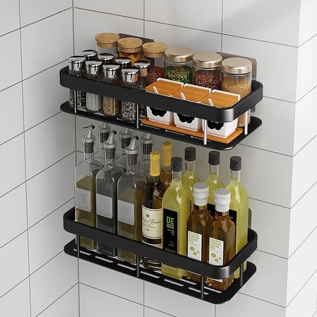 Punch-free Suction Cup Bathroom Shelf, Wall-mounted Aluminum