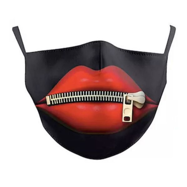 ZIP IT LIPS DESIGN Reusable Ladies Face Mask - Washable + Pack 2 filters