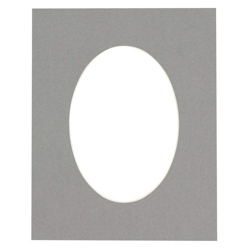 CountryArtHouse Mid Grey Acid Free 16x20 Oval Picture Frame Mat with White Core Bevel Cut for 13x18 Pictures - Fits 16x20 Frame - Pack of 1 Matboard Show Kit with Acid Free Backing & Clear Bag