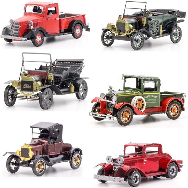 Fascinations Metal Earth 3D Metal Model Kits Ford Set of 6-1908 Model T Dark Green - 1910 Model T - 1931 Model A - 1932 Coupe - 1937 Pickup - 1925 Model T Runabout