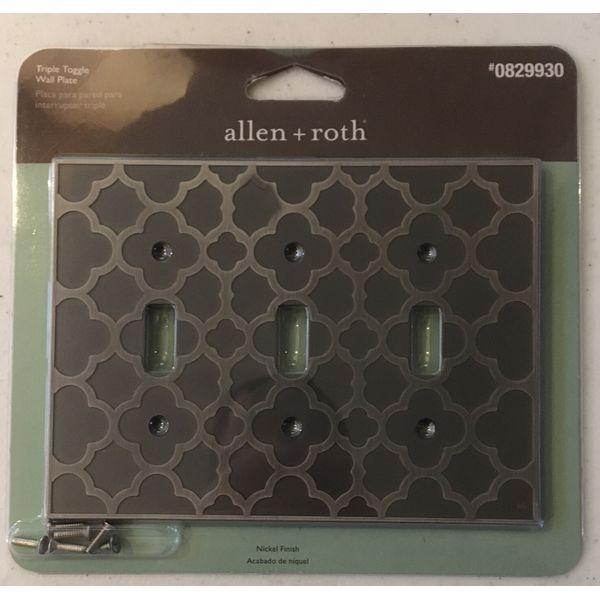 ALLEN + ROTH Triple Toggle Nickel Finish Wall Plate # 0829930