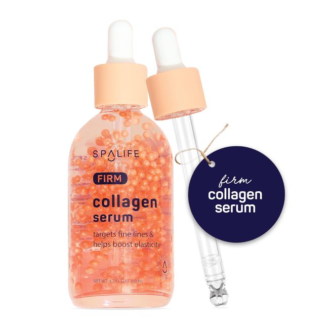 SpaLife FIRM Collagen Serum – Collagen Face Serum for Enhanced Firmness and Hydration – Skin Smoothing, Face Plumping, Pearl-infused, Fights Fine Lines & Wrinkles, For All Skin Types