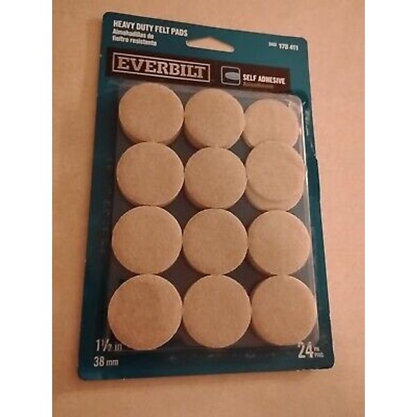 Everbilt Heavy Duty Felt Pads 1.5" 38 mm Beige Furniture Pads New Open Box 23 Pk