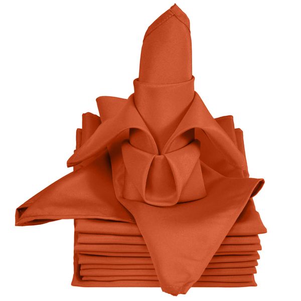 TableLinensforLess 20x20 Inch Hemmed SimplyPoly XL Cloth Napkins Set of 12 (Burnt Orange)