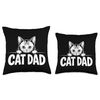 Cute Kitty Minimalistic Design - CAT DAD 1 - Fan Fun Throw Pillow