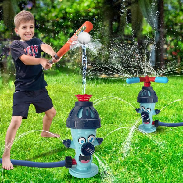 Water Sprinkler Baseball Toy,2 in 1 Outdoor Water Toys,Fun Summer Games,Kids Summer Water Play for The Backyard,Water Baseball for Kids Boys & Girls Age 3+ Years