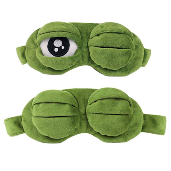 Linian 3D Frog Eye Mask, Sleep Eye Mask Shade Cover Sleeping Rest, Sleeping Eyeshade Cartoon Fluff Blindfold 3D Eye Cover Green for Kids and Women