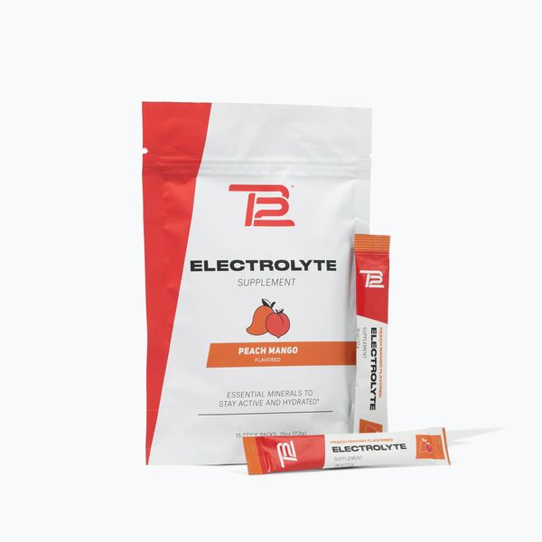 TB12 Electrolytes Powder Packets Peach Mango – Mineral-Rich Electrolyte Powder for Fast Hydration by Tom Brady - Natural, Low Sugar, Vegan, Gluten-Free, Easy to Mix - 15 Stickpacks