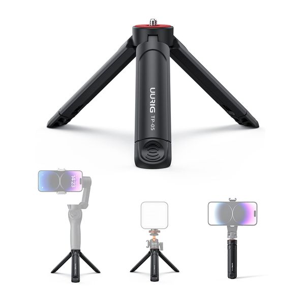 UURIG Mini Tripod, Desktop Camera Tripod, Camera Stand, 1/4 Inch Screws, Smartphone, Gimbal Stand, Small, Lightweight, Extendable, Foldable, Compact, Convenient to Carry, Micro Tripod, Simple, Load