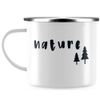 JUNIWORDS Emaille-Tasse, Nature, Silberner Tassenrand