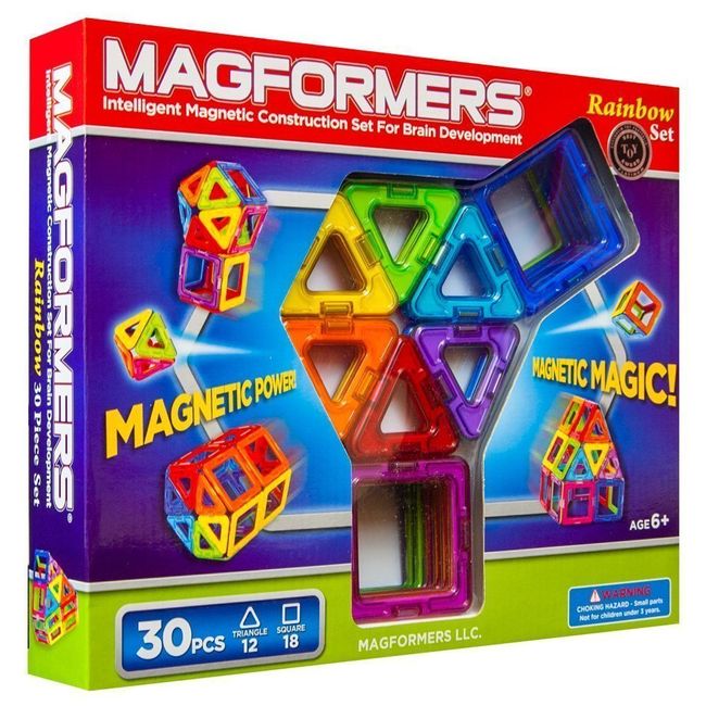 Magformers, 30 Piece Rainbow Set, Magnetic Blocks, Educational Toy which Promotes Creativity