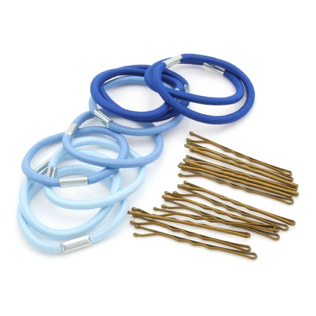 Blue & Sky Blue Hair Bands and Hair Slides Grips Set Hair Accessories by Zest