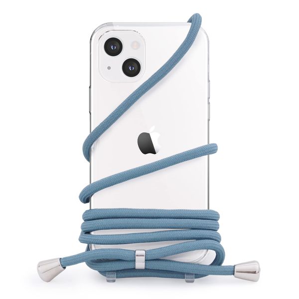 MINTY iPhone14 Case, iPhone 13 Case, Compatible with Both Models, Shoulder Strap, Clear, Grayish Blue