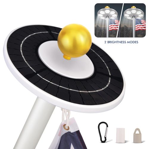 PPQ Solar Flagpole LED Light,New 160 LED Ultra Bright Flag Pole Light for 15-25 Ft Poles,Solar Powered Waterproof Lighting on Outdoor Pole Top,10 Hour Dusk to Dawn Auto On/Off