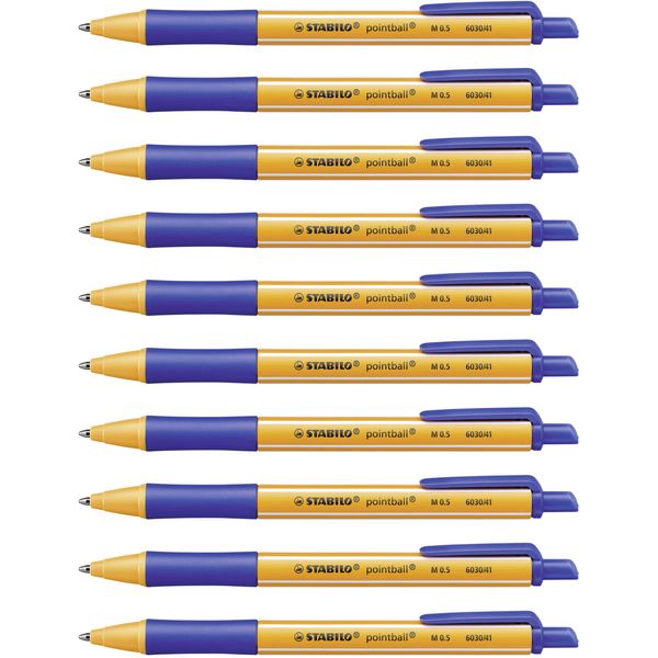 Ballpoint Pen - STABILO pointball - Pack of 10 - Blue