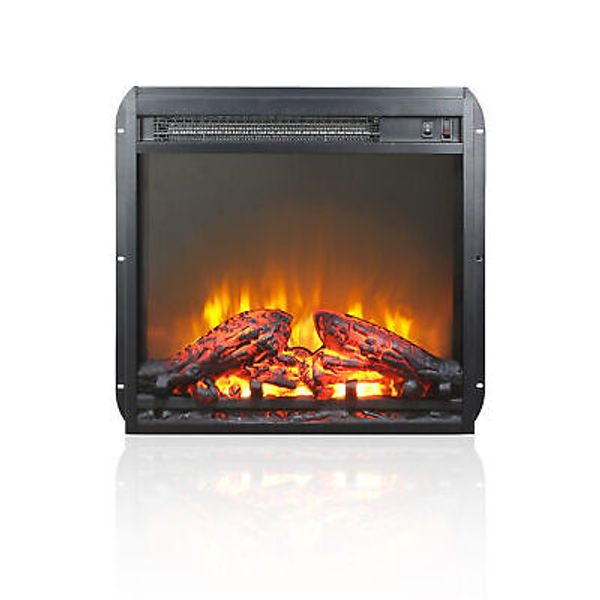 Ultra Thin 18 Inch Electric Fireplace Insert with Realistic Flame Log Set