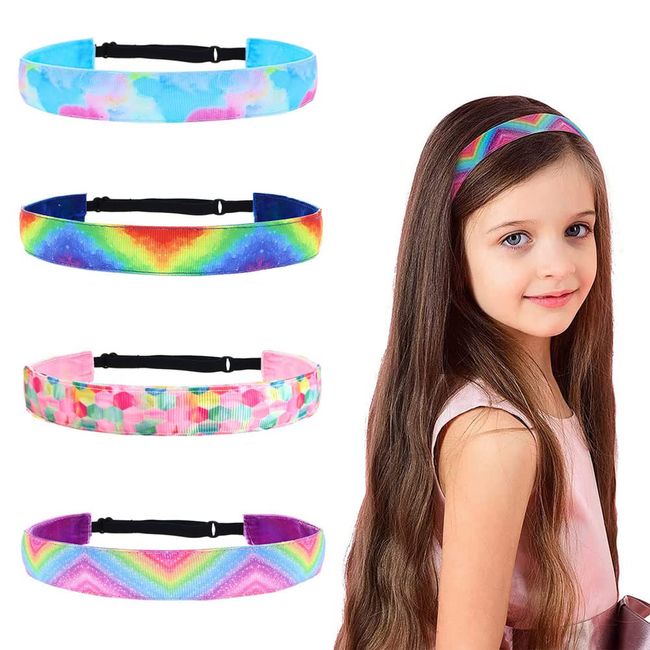 4 Stück Mädchen Stirnbänder, Mädchen Mode Kopfband, Farbe Sport Haarband, Bunter Tie-Dye Haarbänder, Sport Stirnbänder, für Teenager Kinder Party Begünstigt Geschenk (4 Style)