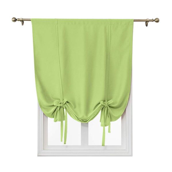 ele ELEOPTION Tie-Up Simple Blackout Curtain, Rod Pocket Thermal Insulated Room Darkening Roman Shade for Bedroom Living Room Kitchen Small Window (Green, 120x120cm)