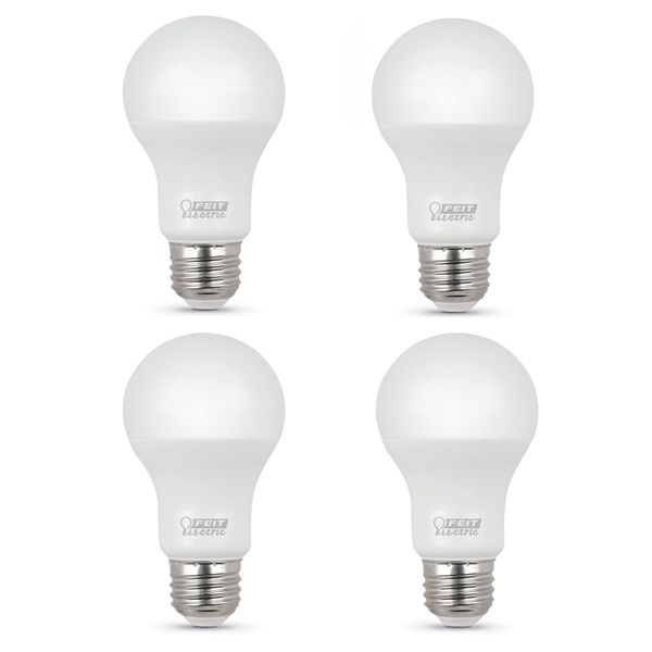 Feit Electric A19 LED Light Bulbs, 60W Equivalent, Non Dimmable, 800 Lumens, E26 Standard Base, 2700k Soft White, 80 CRI, 10 Year Lifetime, Energy Efficient, 4 Pack, A800/827/10KLED/4