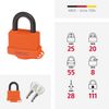 ABUS padlock 70AL/45 made of solid aluminium - weatherproof - with protective cap and plastic coating - ABUS security level 5 - orange