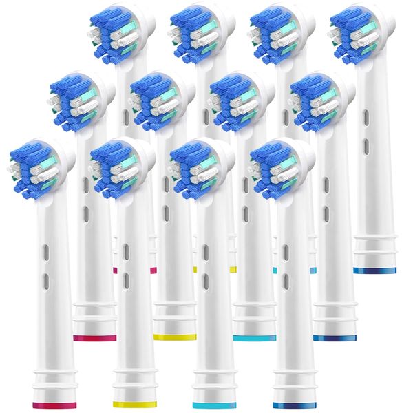 Replacement Brush Heads for Oral B- Professional Flossing Toothbrushes Compatible with Oralb Braun Electric Toothbrush- Pack of 12 - Fits The Oral-B 7000, Pro 1000, Action, & More