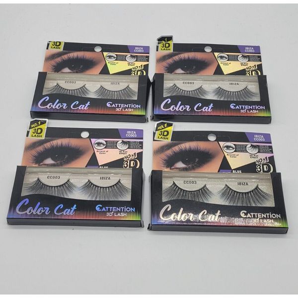 4 Pack Ebin Color Cat Cattention 3D Lash #CC003 Ibiza Blue