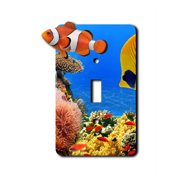 Off the Wall Plates - Tropical Clown Fish Decorative Acrylic Electrical Cover - Single Light Switch
