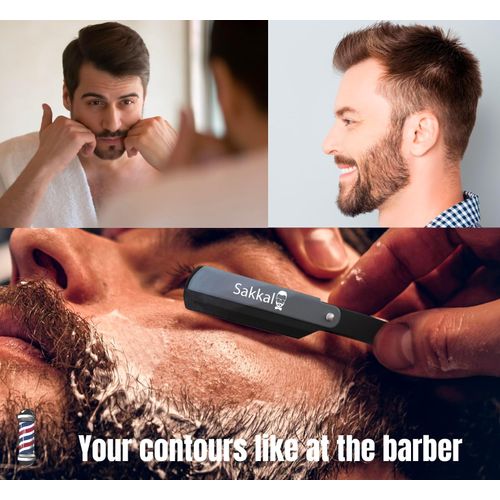 CUT THROAT RAZOR KIT, STAINLESS STEEL STRAIGHT RAZOR - PROFESSIONAL BARBER RAZOR, PREMIUM QUALITY STRAIGHT EDGE RAZOR, MOUSTACHE & BEARD SHAVING RAZOR,