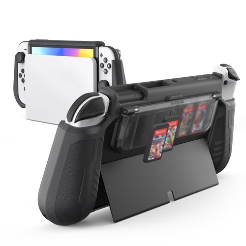 KIWIHOME Compatible with Switch OLED用 ケース カバー 有機ELモデル スイッチ 保護ケース クリア 使いやすい グリップ シリコンケース TPU 透明 ソフト 耐衝撃