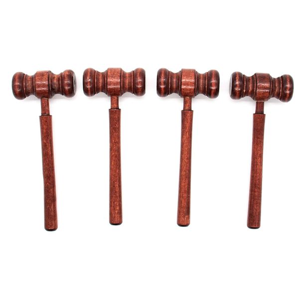 AUEAR, 4 Pack Wooden Judge Gavel Mini Judge Gavels Judge Auction Sale Wooden Gavel Judgment Gavel Prop for Cosplay Party Judge Costume Accessories (Light Brown)