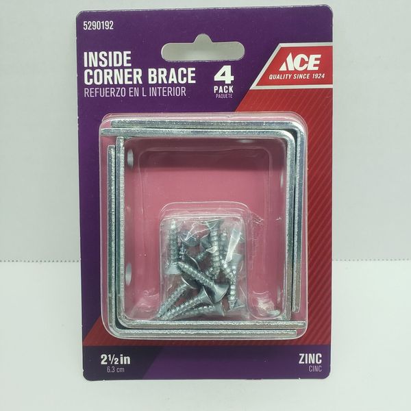 ACE  Inside Corner Brace  4 Pack Zinc  2-1/2" x 5/8"    #5290192