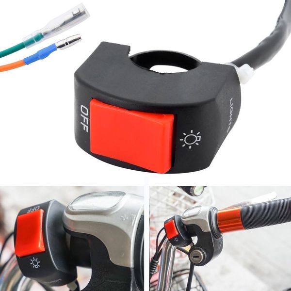 Handlebar 12V DC Electrical System Black Motorcycle Fog Light Switch 7/8 (Red)