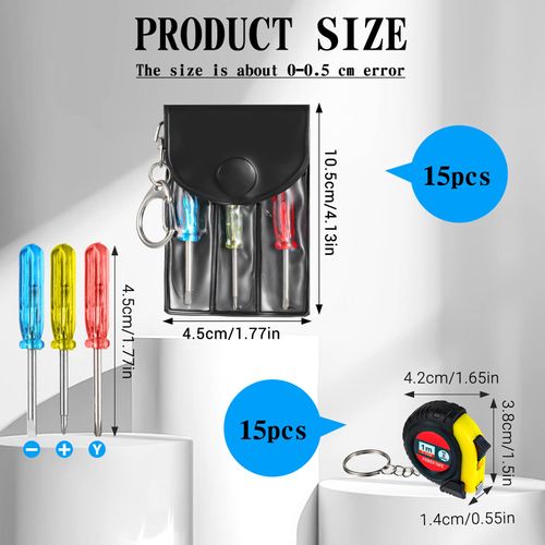 30 Pcs Mini Tape Measure Bulk 1 M/ 3 Ft Retractable Pocket Small Measuring Tape with Stable Slide Lock Mini Screwdriver Keychain Construction Party Favors for Bag Fillers Prize Daily Use