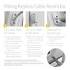 3 x White TruMAX Keyless Cable Restrictor Window Safety Security Lock